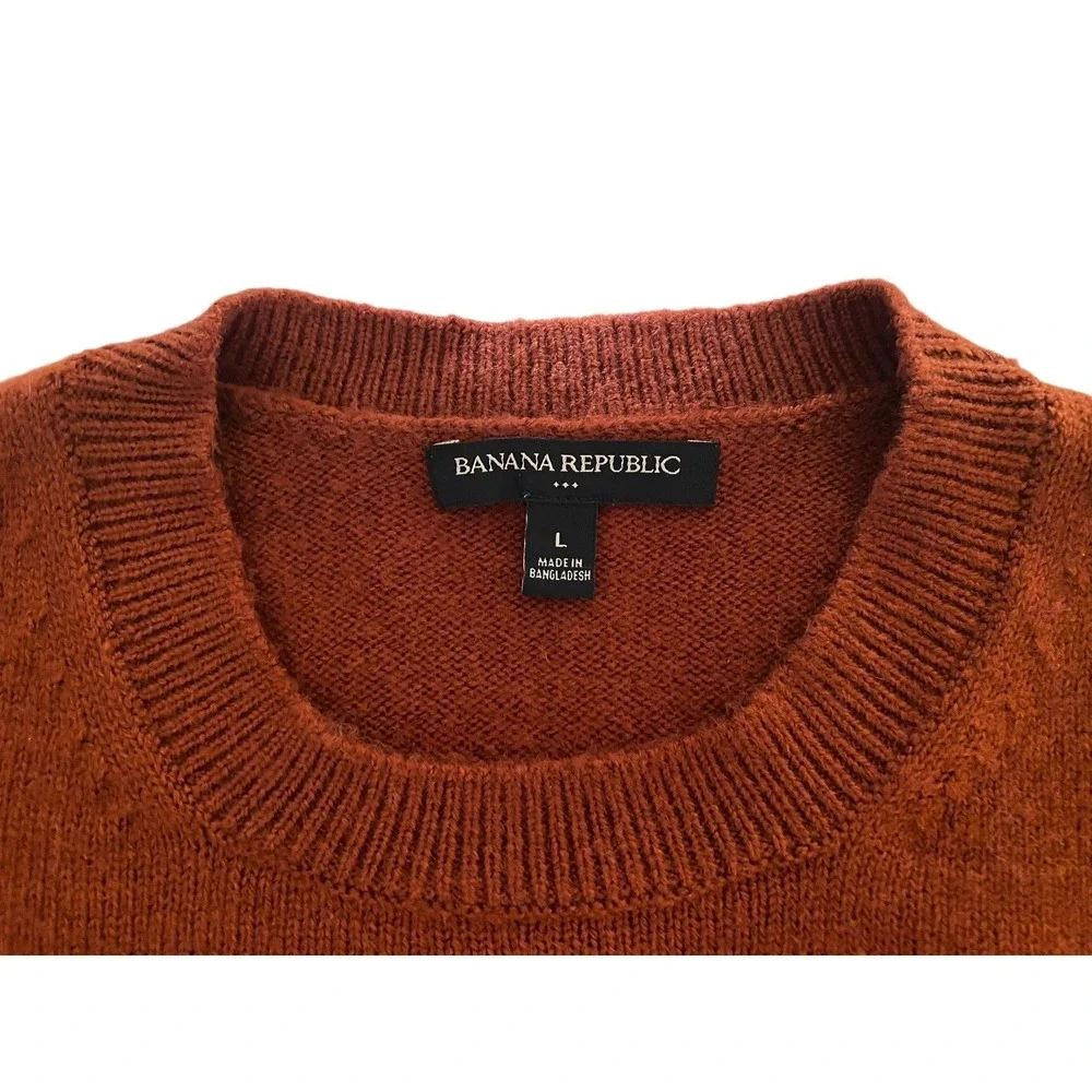 Banana Republic Mens Rust Crewneck Pullover Sweater Large Acrylic Nylon